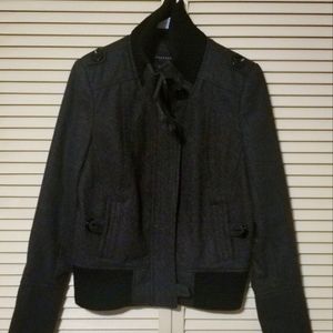 Apostrophe Heavy Wool Blend Dark Gray Coat, Zipper & Buttons, Size Medium